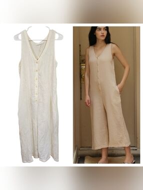 Lacausa Wildflower Jumpsuit Bone Ivory Color  Lagenlook Minimalist Wide Leg